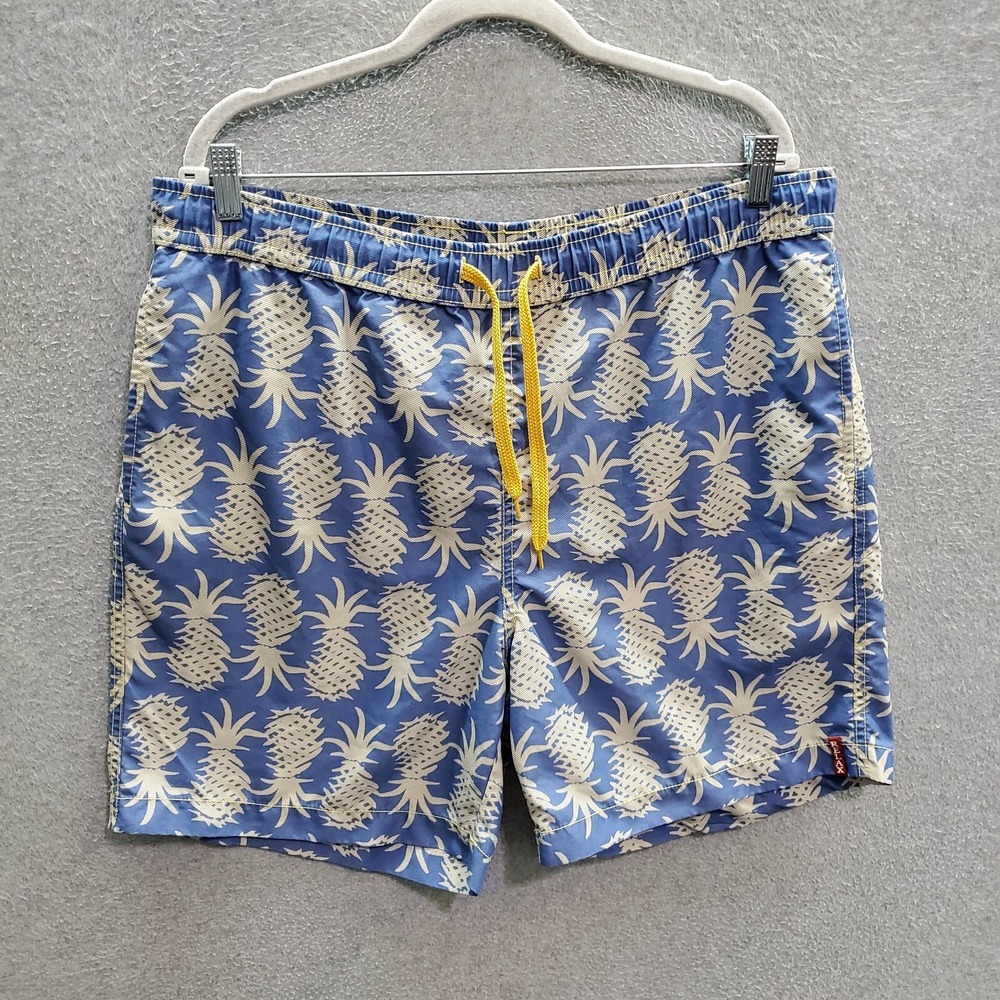 Tommy Bahama Men Swimwear Medium Blue Trunks Pineapple Allover‎ 7" Inseam READ